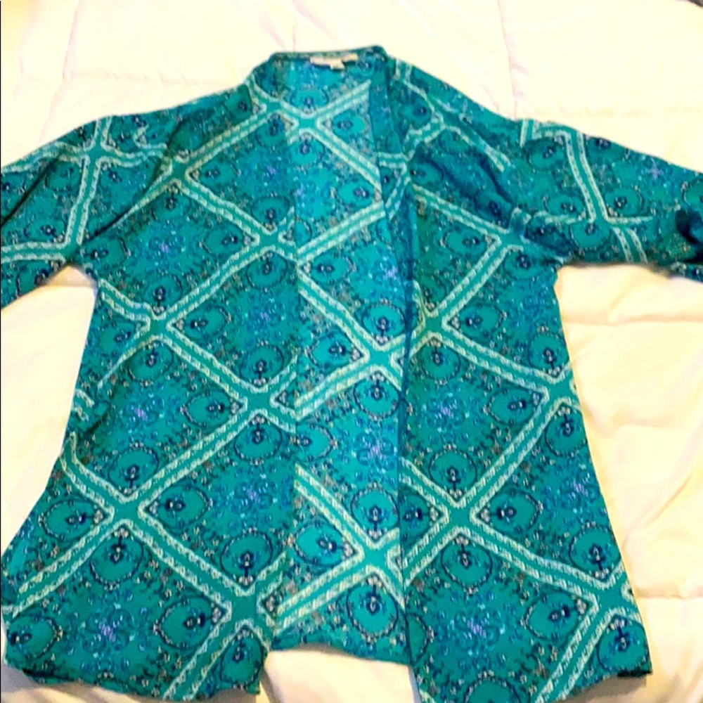 Beach kimono in teal and blue